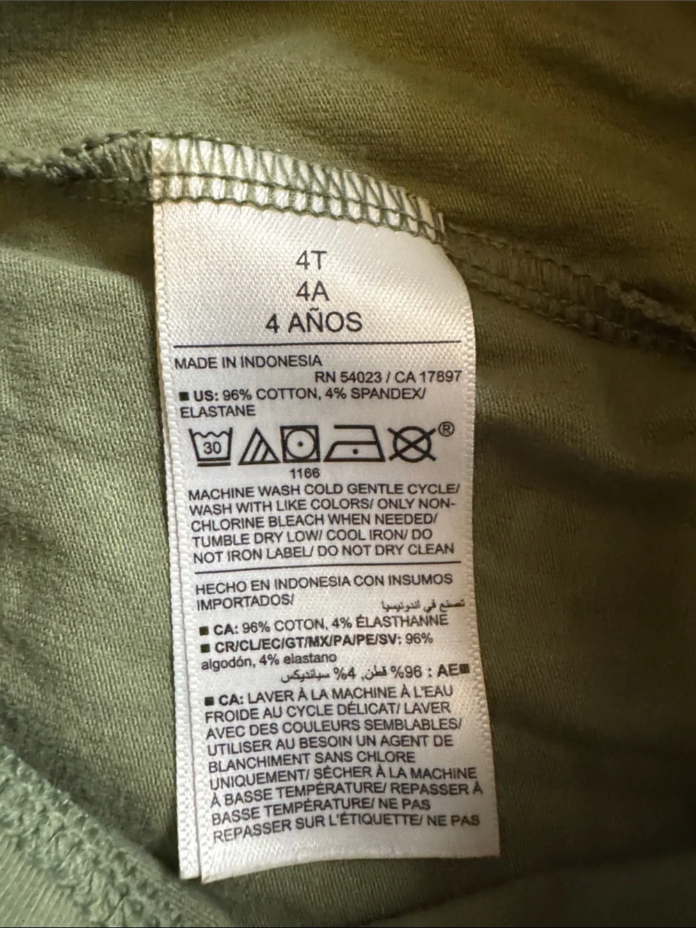 Old Navy leggings Olive Green 4T cotton
